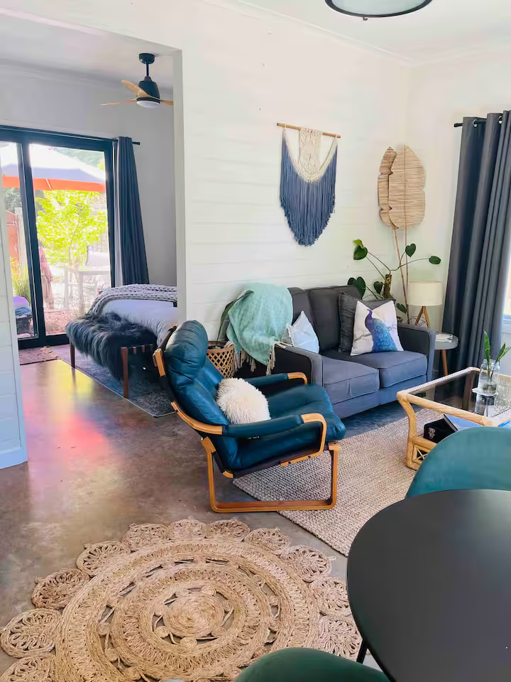 Lounge area with timber and leather